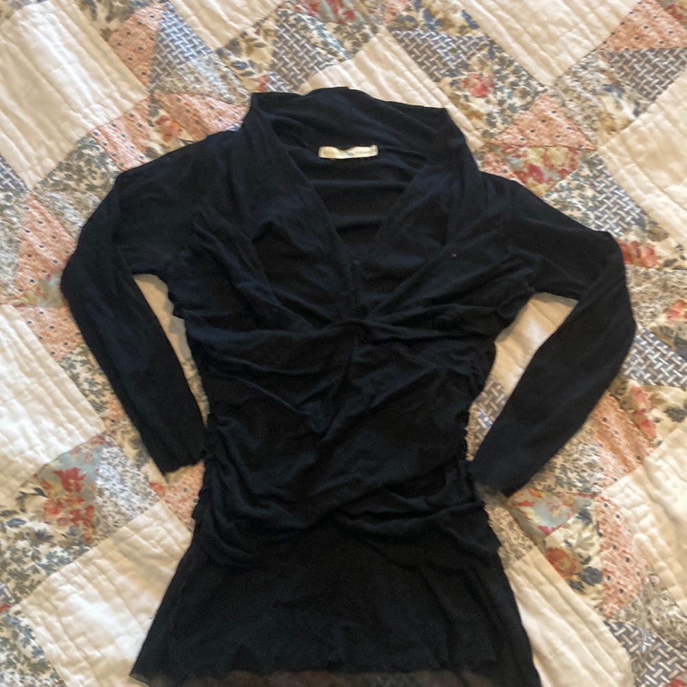 y2k Weston Wear mesh ruched 3/4 sleeve top